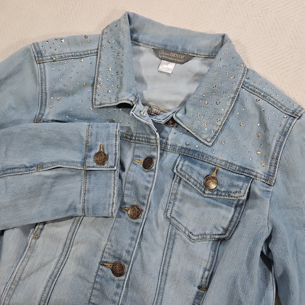 Christopher‎ and Banks Jean Jacket Womens Medium Bling Denim Medium Wash Y2K